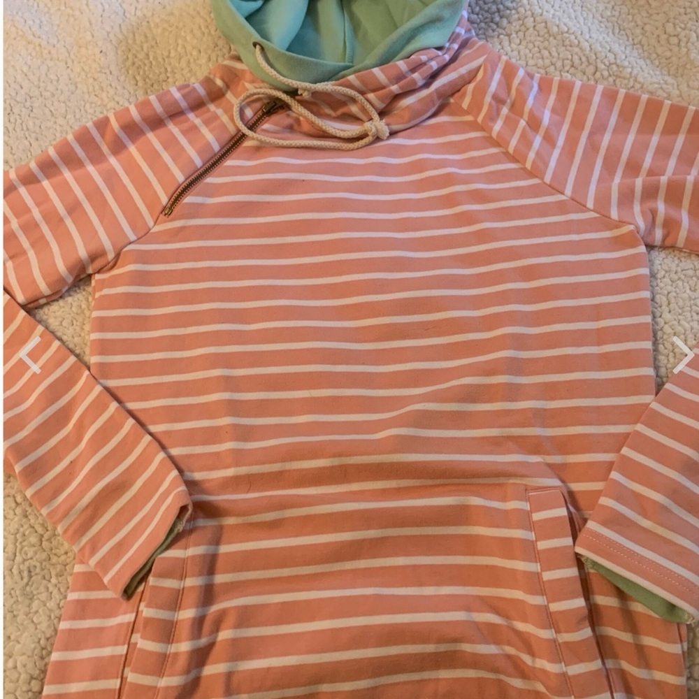 Ampersand  avenue Striped Pink and Mint hoodie new without tags size small